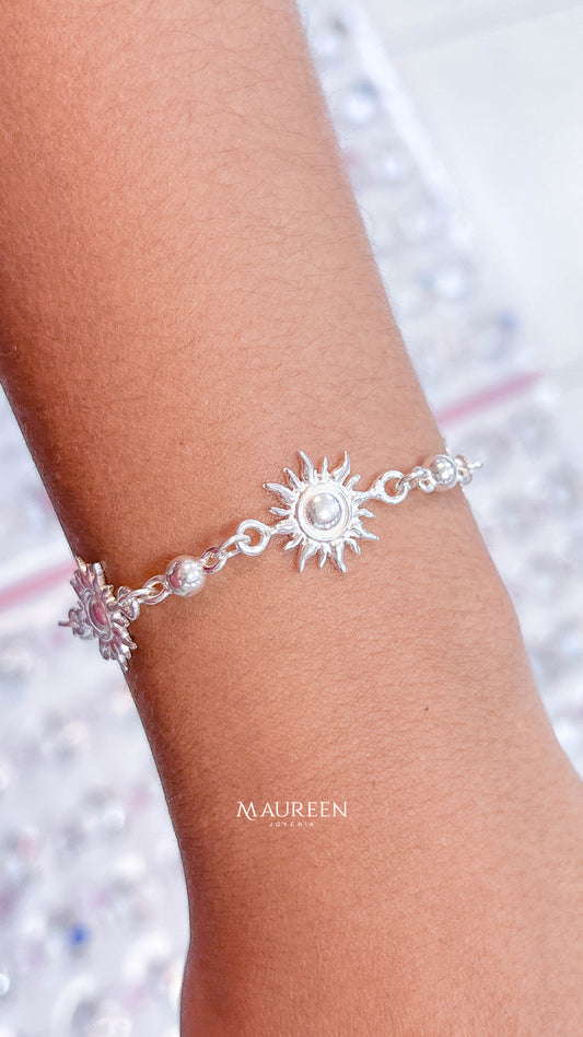 Pulsera sol y esferas - plata