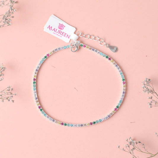 Pulsera tennis circones colores - Plata
