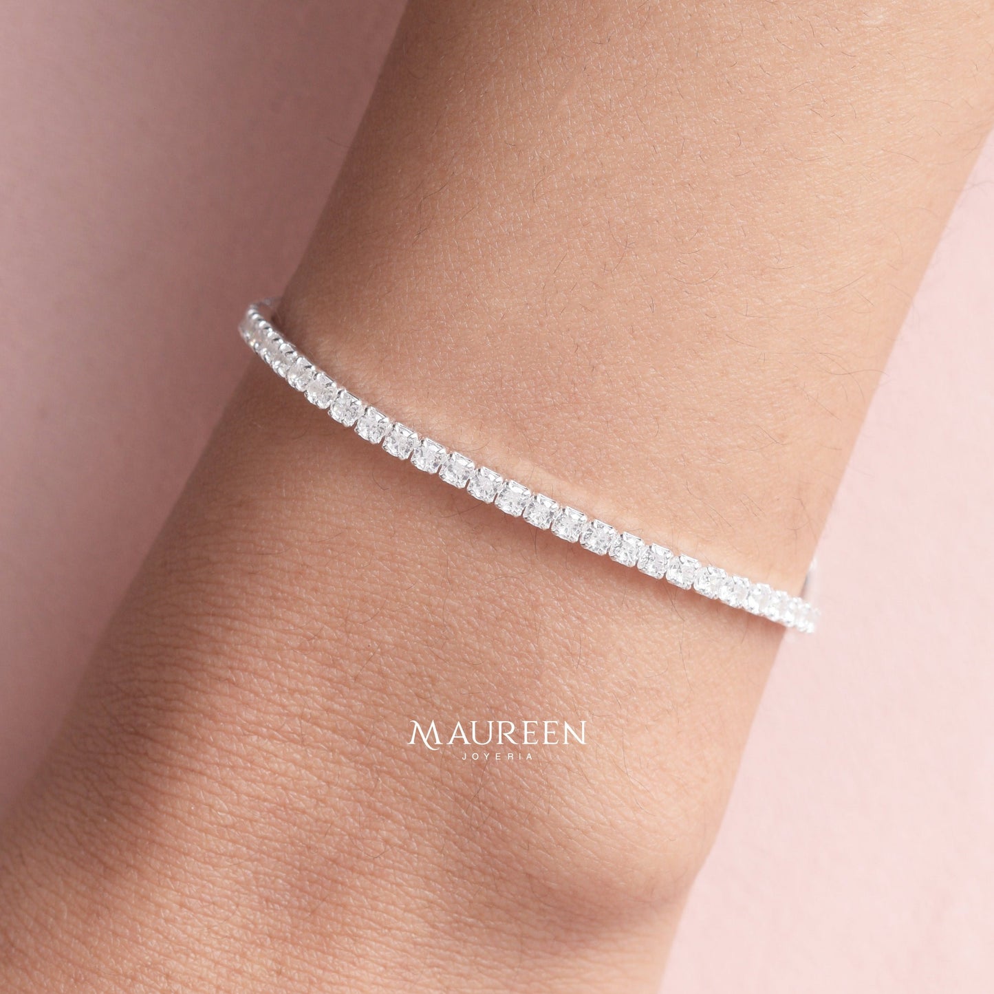 Pulsera tennis blanca - Plata