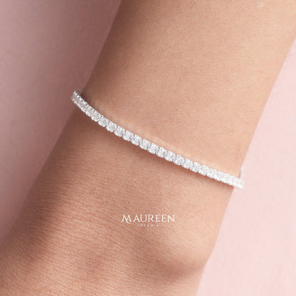 Pulsera tennis blanca - Plata