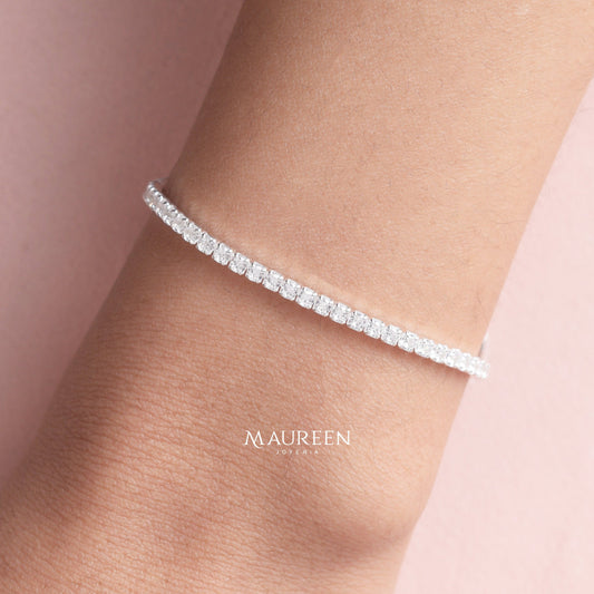 Pulsera tennis blanca - Plata