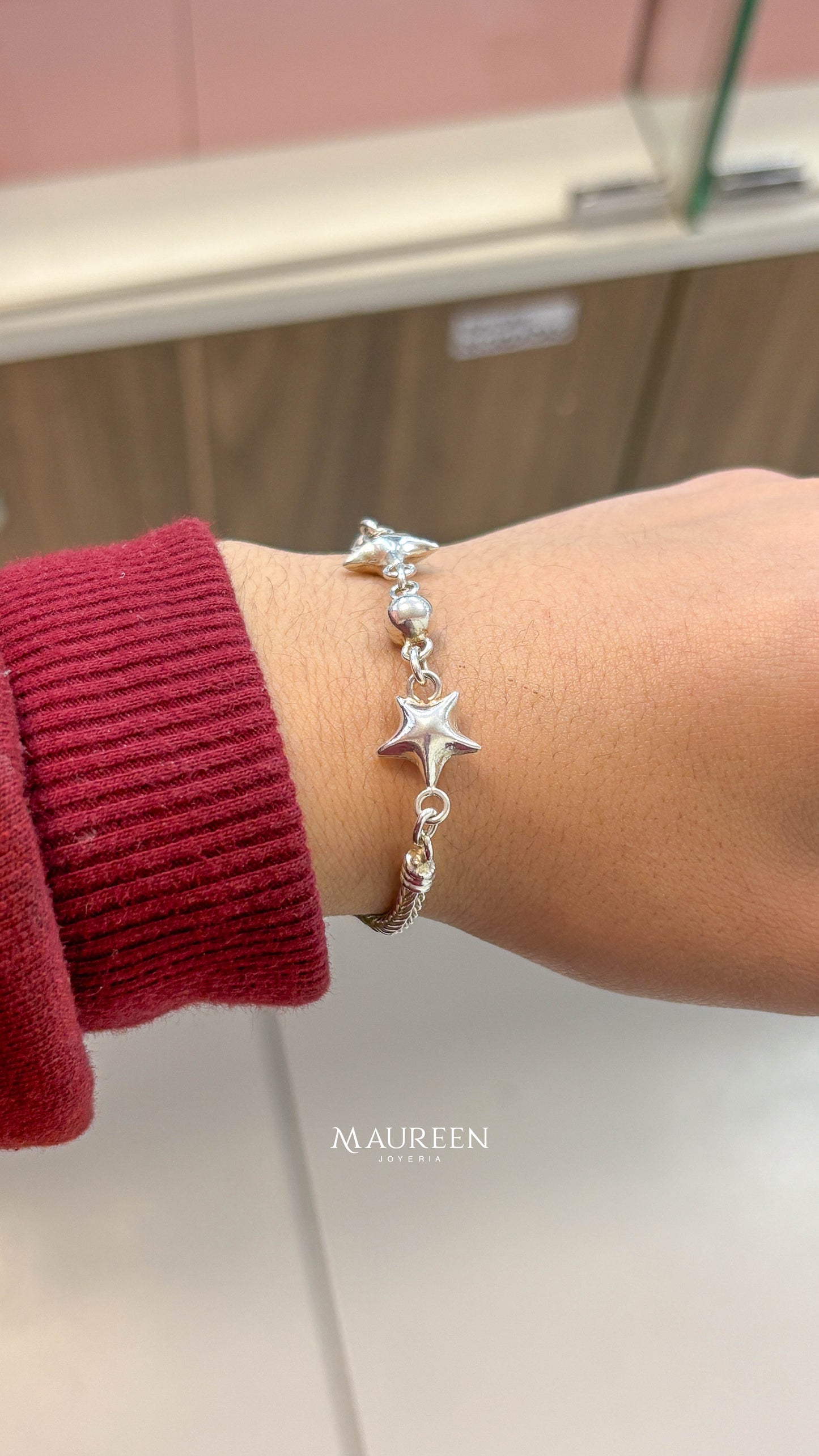Pulsera de estrellas con espiga - plata