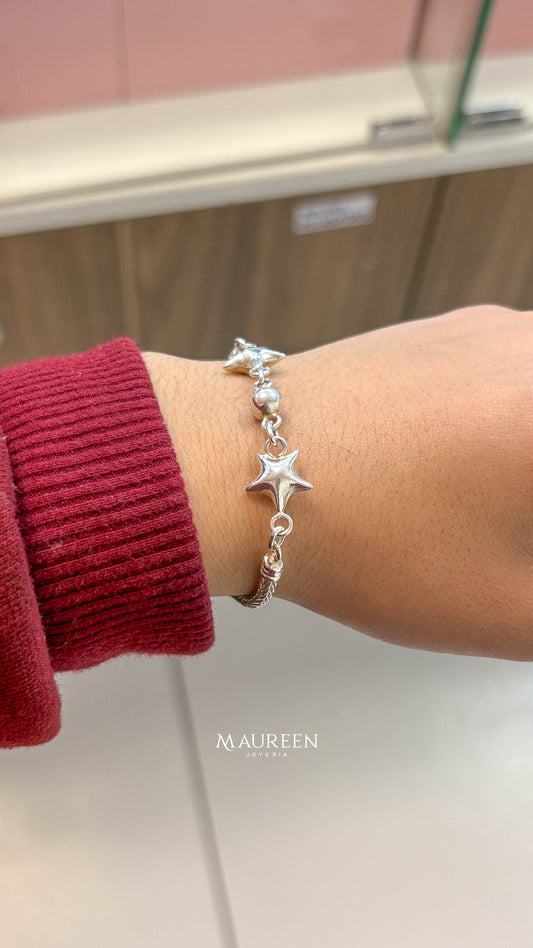 Pulsera de estrellas con espiga - plata