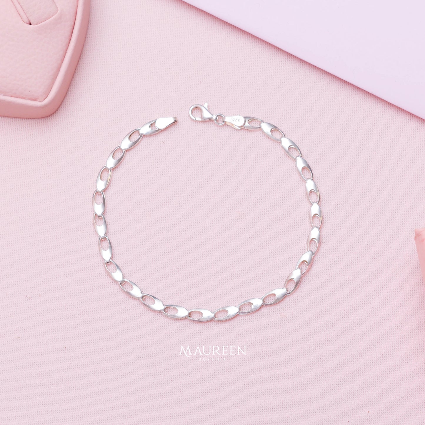 Pulsera delgada tipo gota calada - Plata