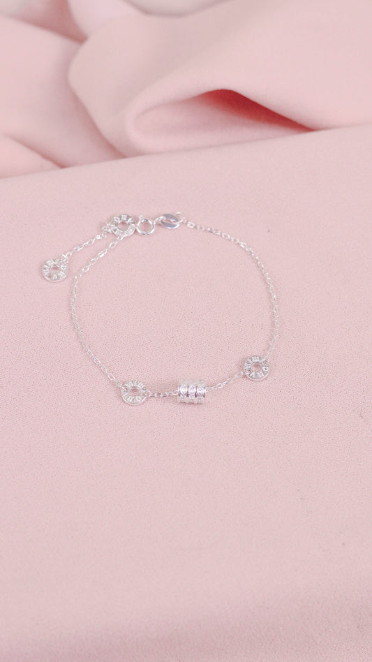 Pulsera argolla triple con circones - Plata