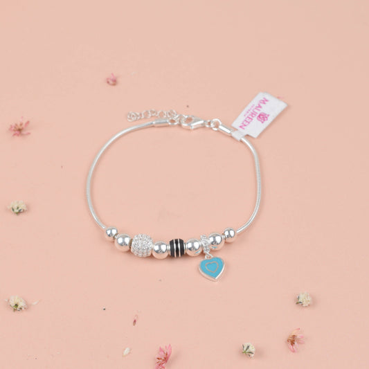 Pulsera cola de ratón dije corazon - Plata
