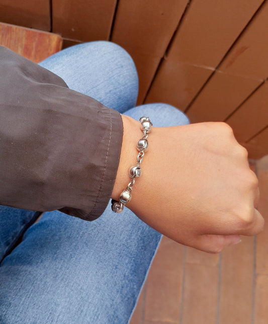 Pulsera cascabel - Plata quemada