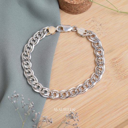 Pulsera hombre doble eslabón- Plata