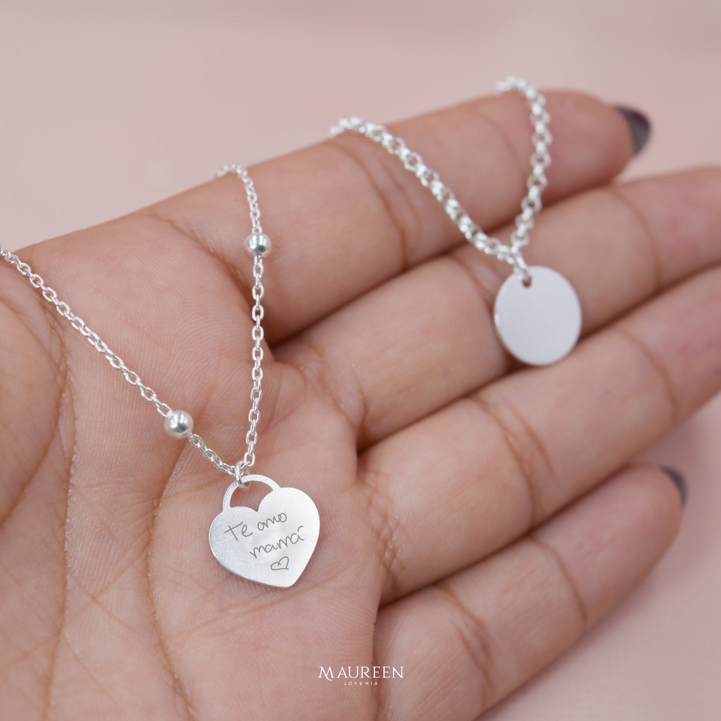 Pulsera cadena con dije placa - Plata