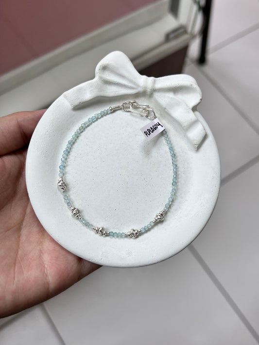 Pulsera piedra natural topacio azul cielo - Plata