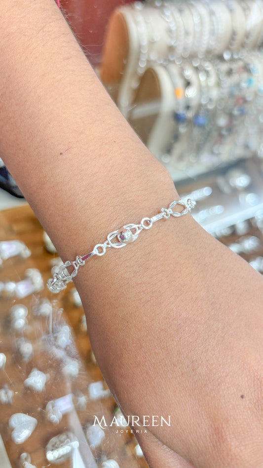 Pulsera enrosque con media bola - plata