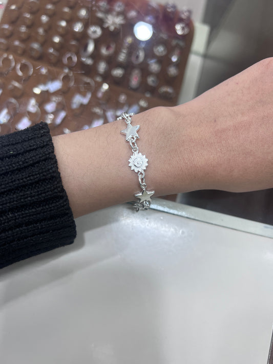 Pulsera sol y estrella - plata