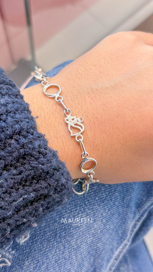 Pulsera gato con circulo - plata