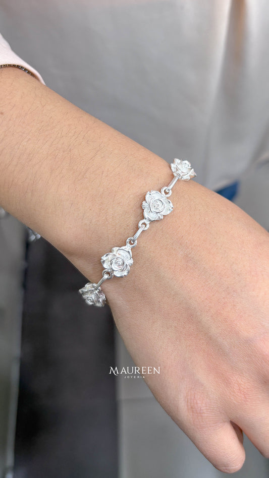 Pulsera rosa de papel -  Plata