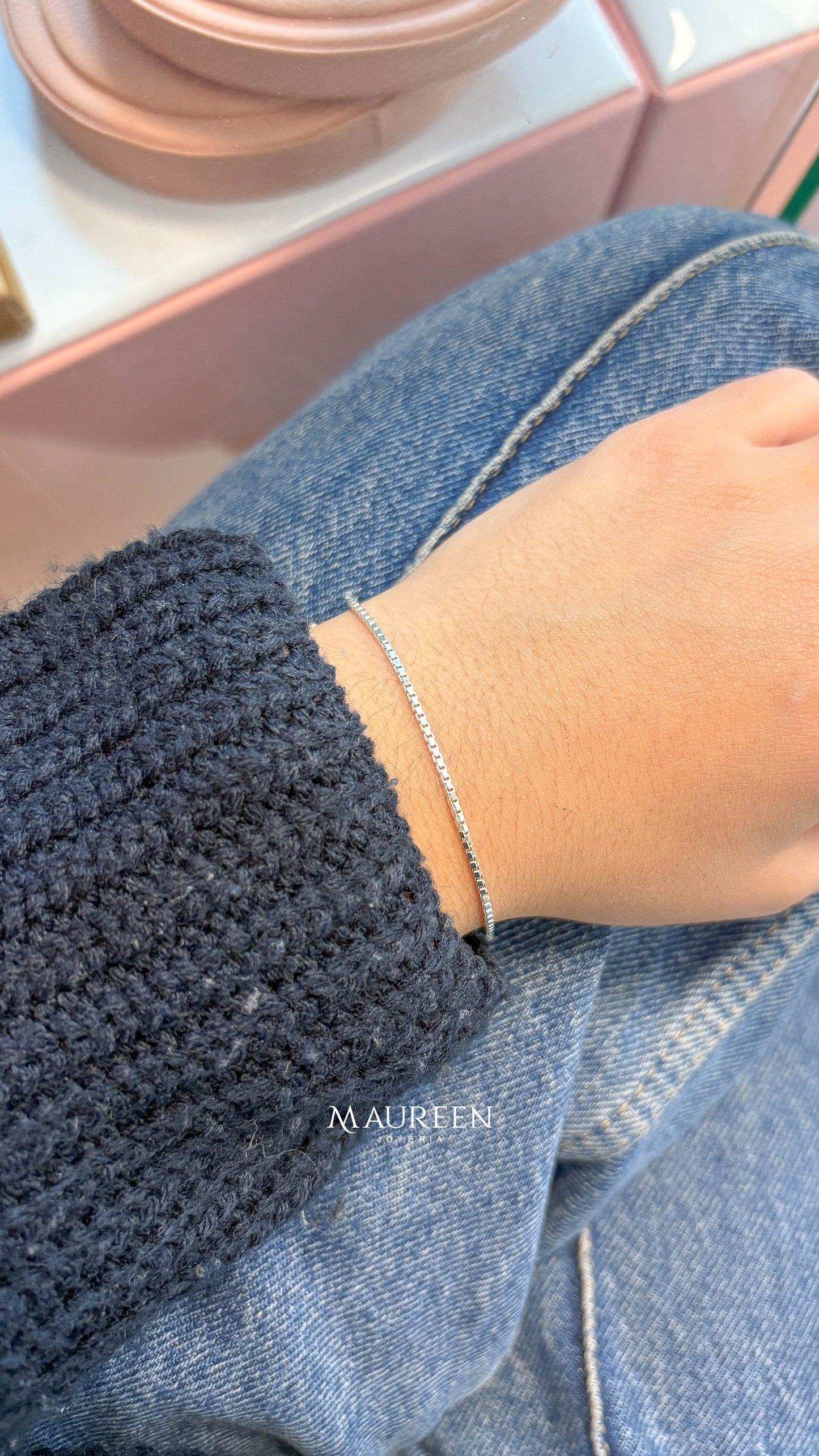 Pulsera cadena cuadrada - Plata