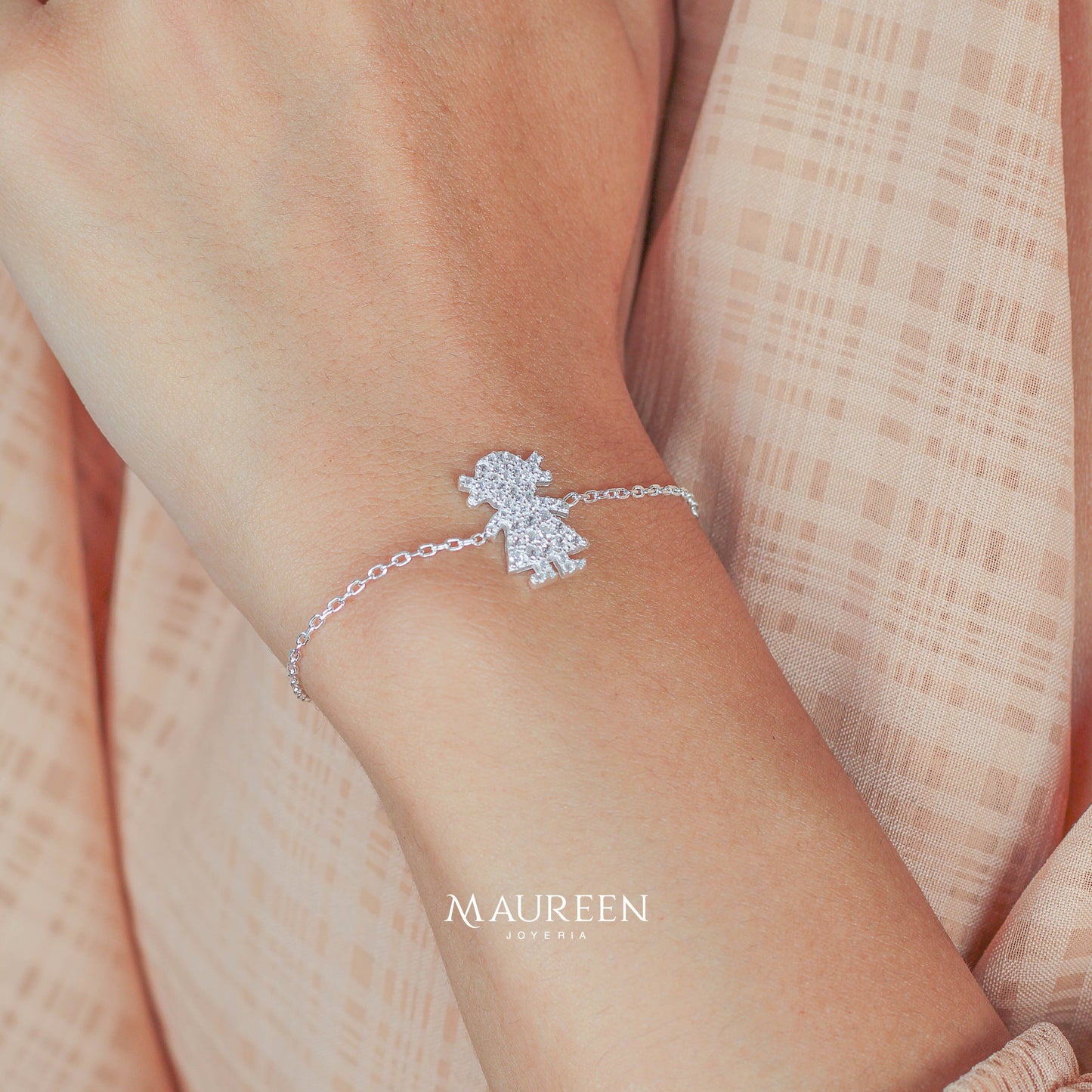 Pulsera niña circones regulable - Plata