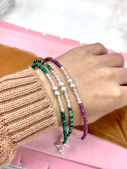 Pulsera shakira piedra natural - Plata