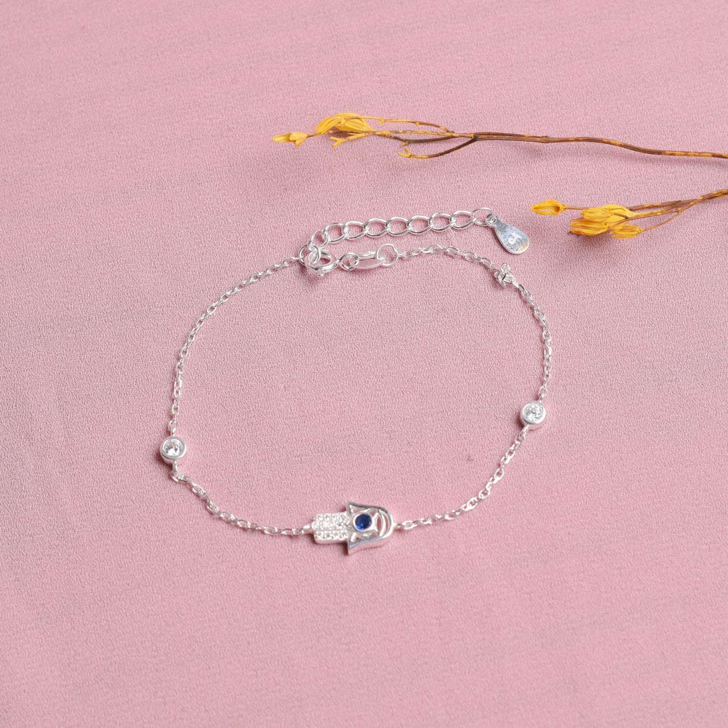 Pulsera mano poderosa con circones - Plata