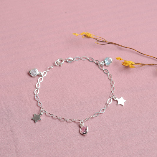 Pulsera dijes estrella - Plata
