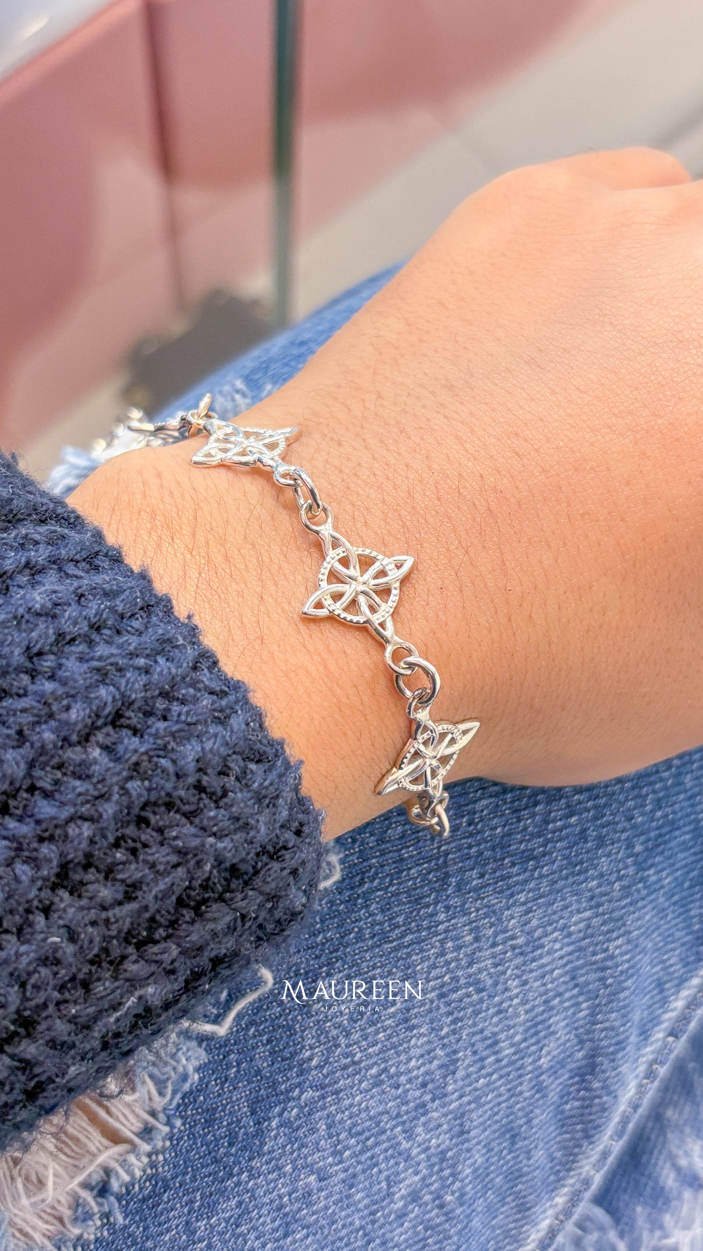 Pulsera nudo de bruja pura- plata