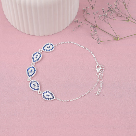 Pulsera ojo turco con circones - Plata