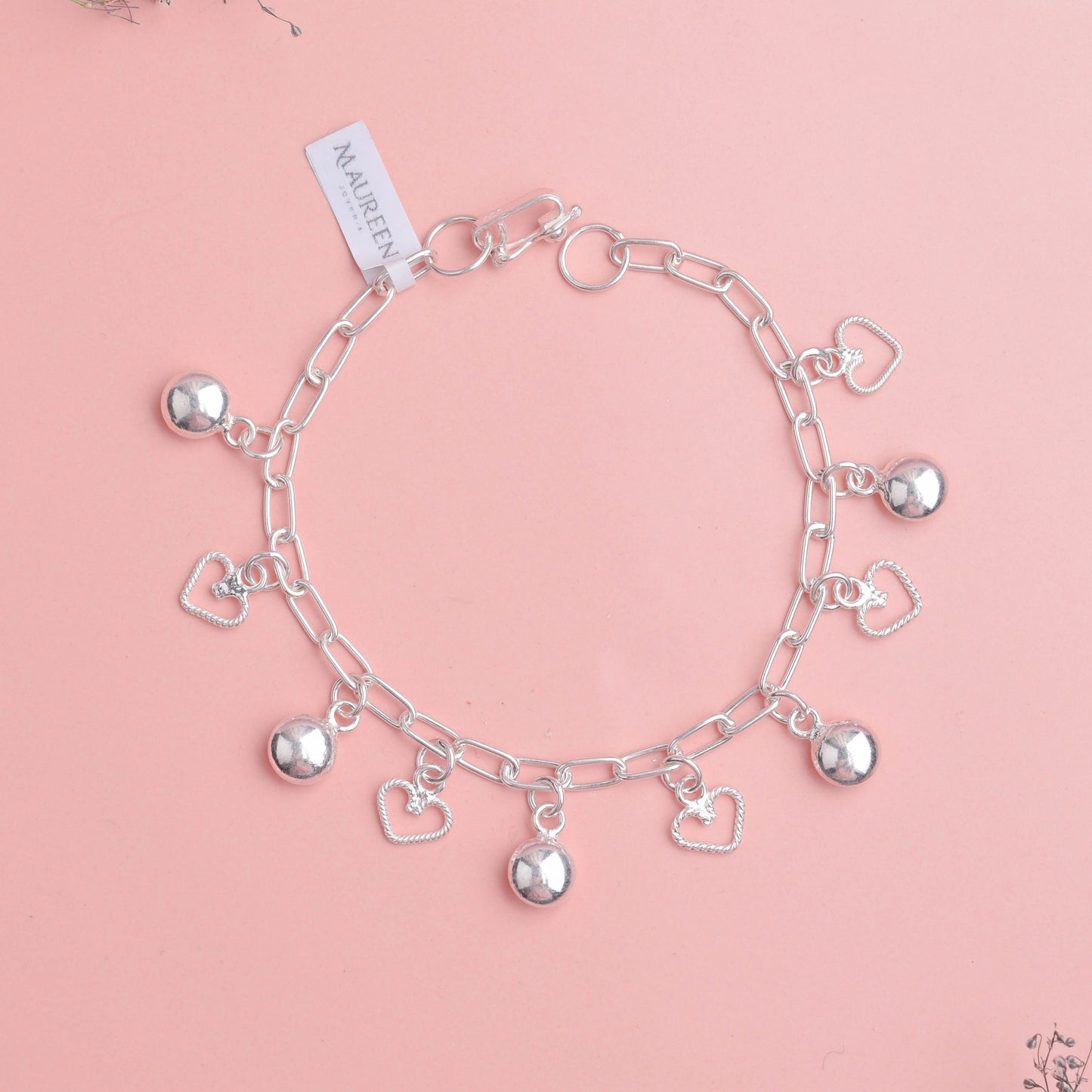 Pulsera dijes de amor -  Plata