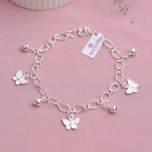 Pulsera dijes de mariposa - Plata