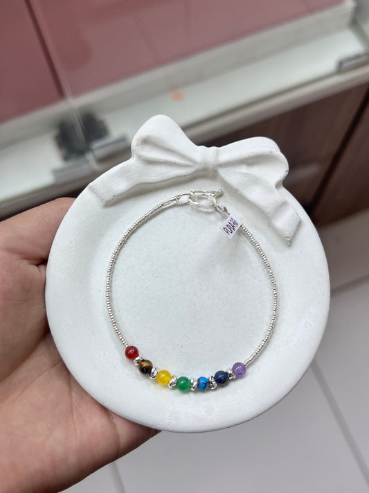 Pulsera piedra natural 7 chakras - Plata