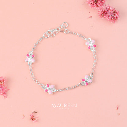 Pulsera para niñas mariposas- Plata