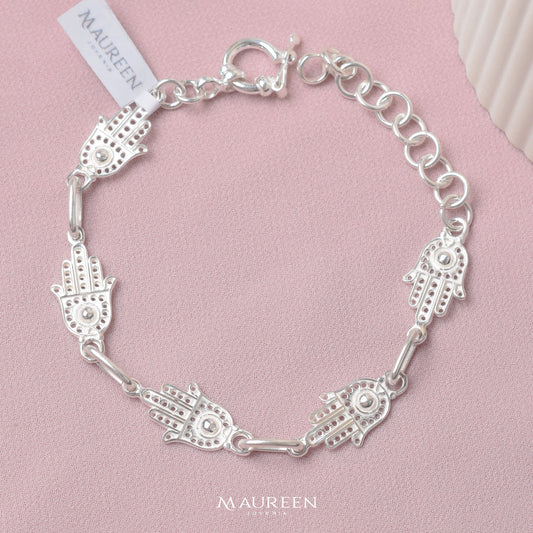 Pulsera mano poderosa tejida - Plata