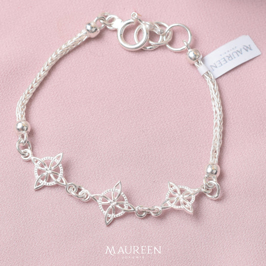 Pulsera nudo de bruja calado con espiga - Plata