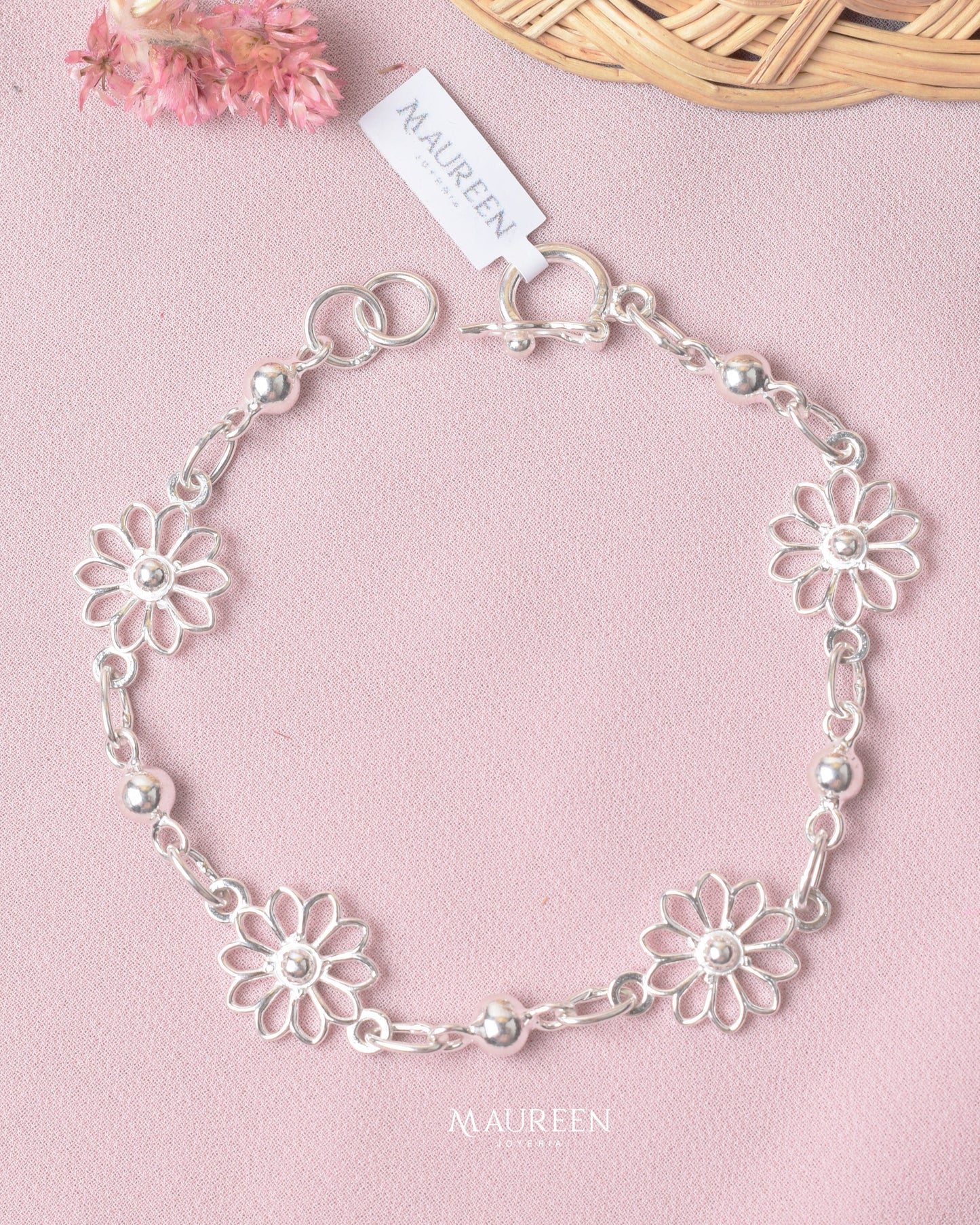 Pulsera flor calada - Plata