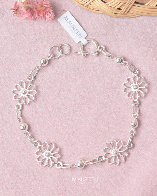 Pulsera flor calada - Plata