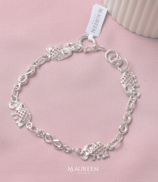 Pulsera elefante con infinitos - Plata