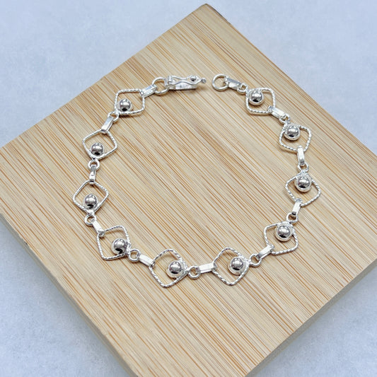 Pulsera rombos entorchados - plata
