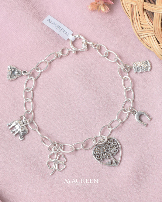 Pulsera buena suerte - Plata quemada