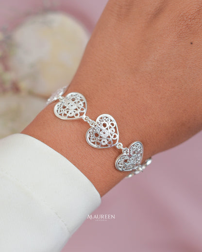Pulsera corazon filigrana - Plata