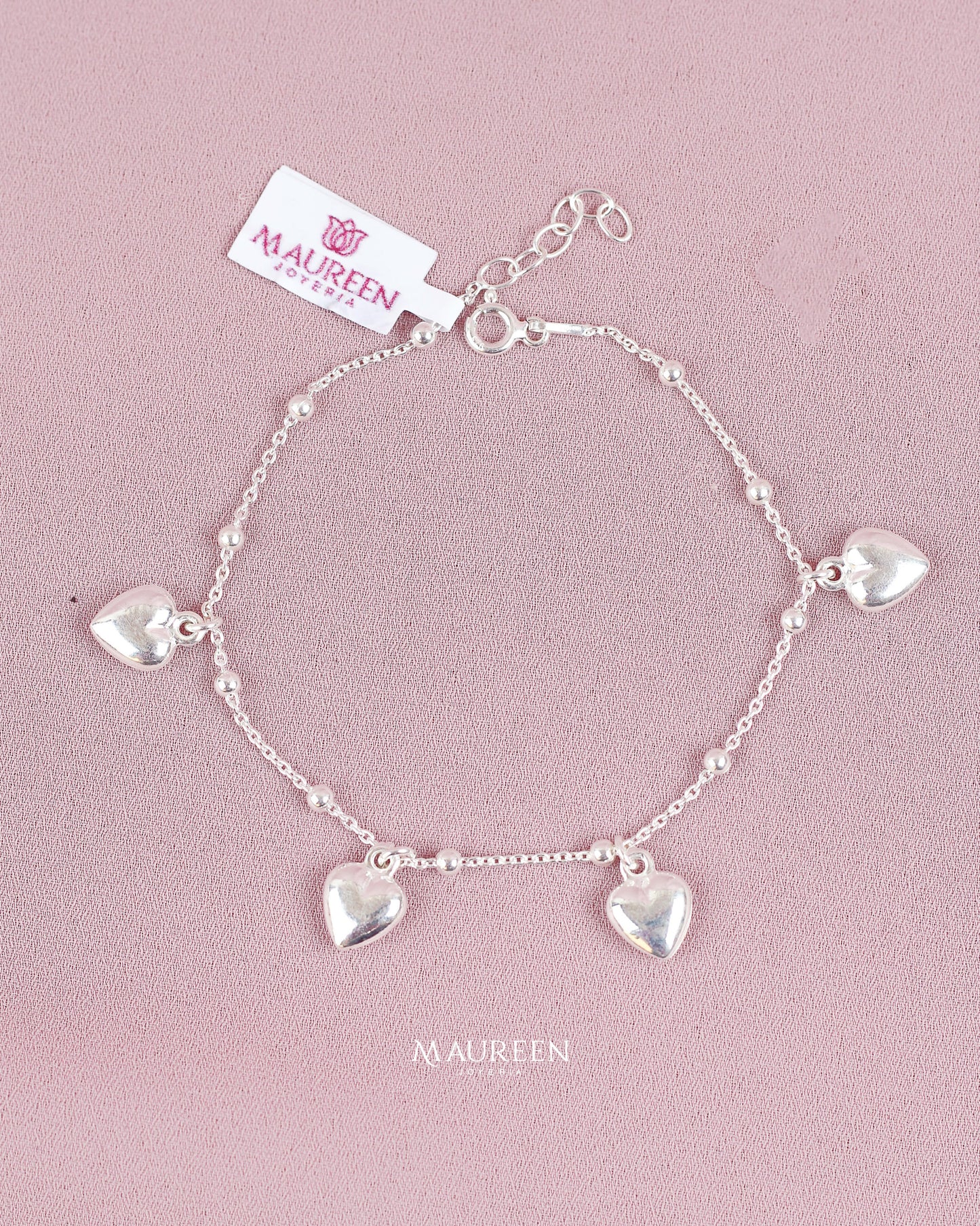 Pulsera dije corazon bombacho - Plata