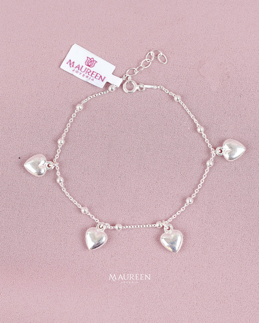 Pulsera dije corazon bombacho - Plata