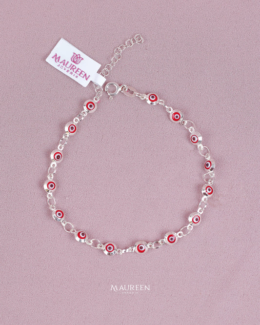 Pulsera ojo turco rojo - Plata