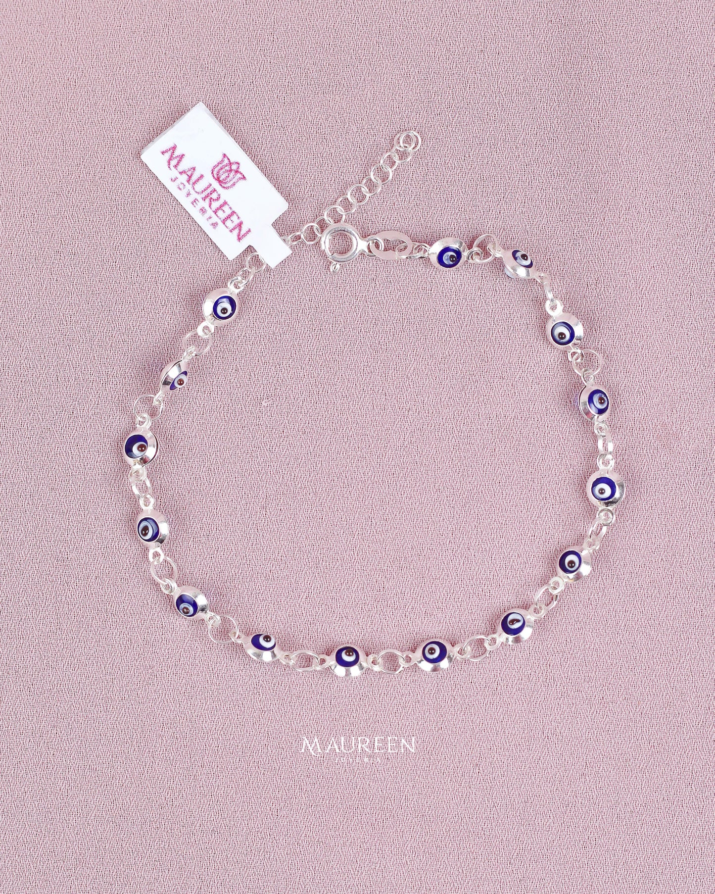 Pulsera ojo turco azul - Plata