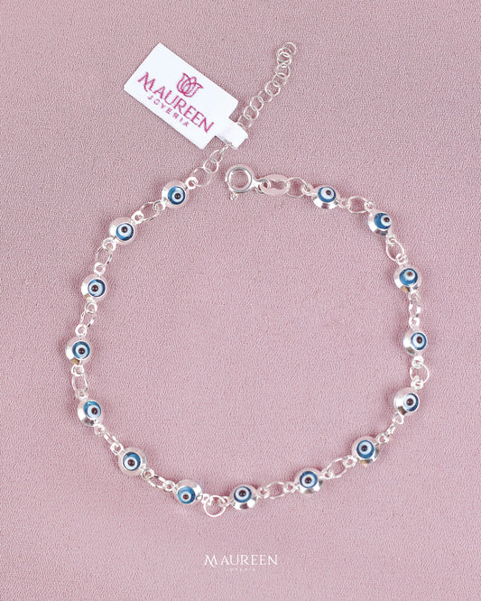 Pulsera ojo turco celeste - Plata