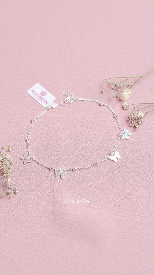 Pulsera dijes mariposas pequeñas - Plata