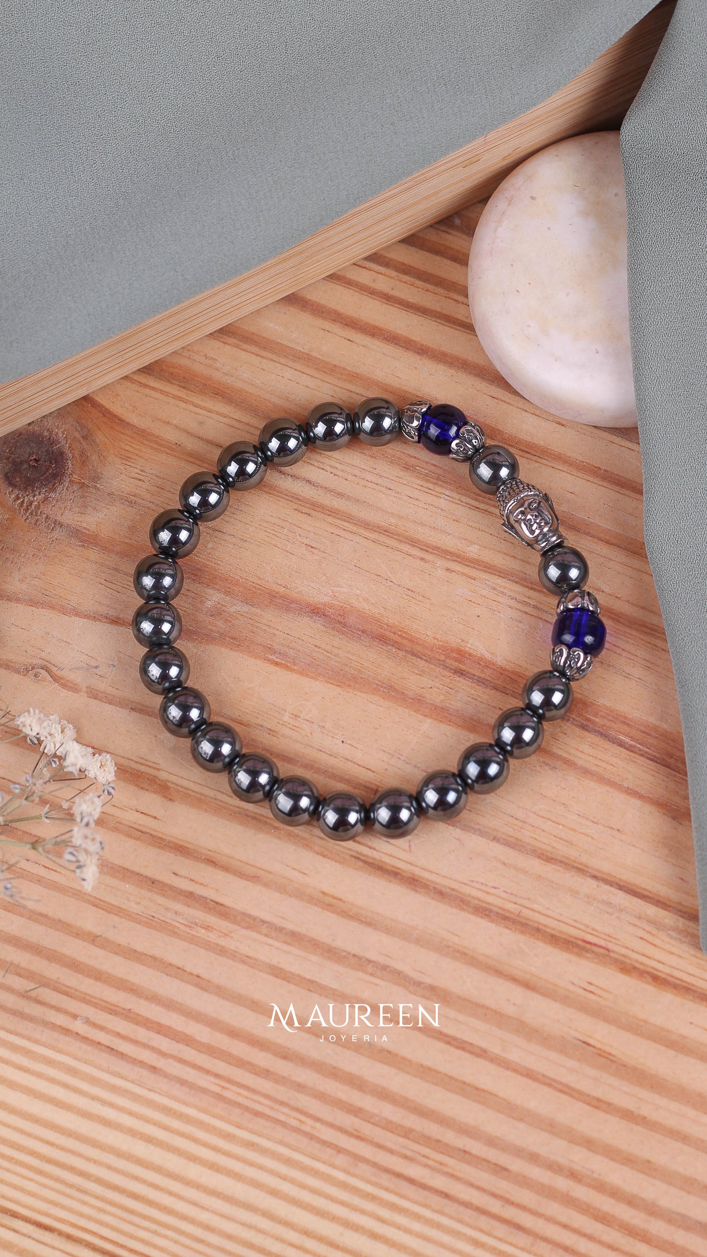 Pulsera buda piedra onix -  Acero