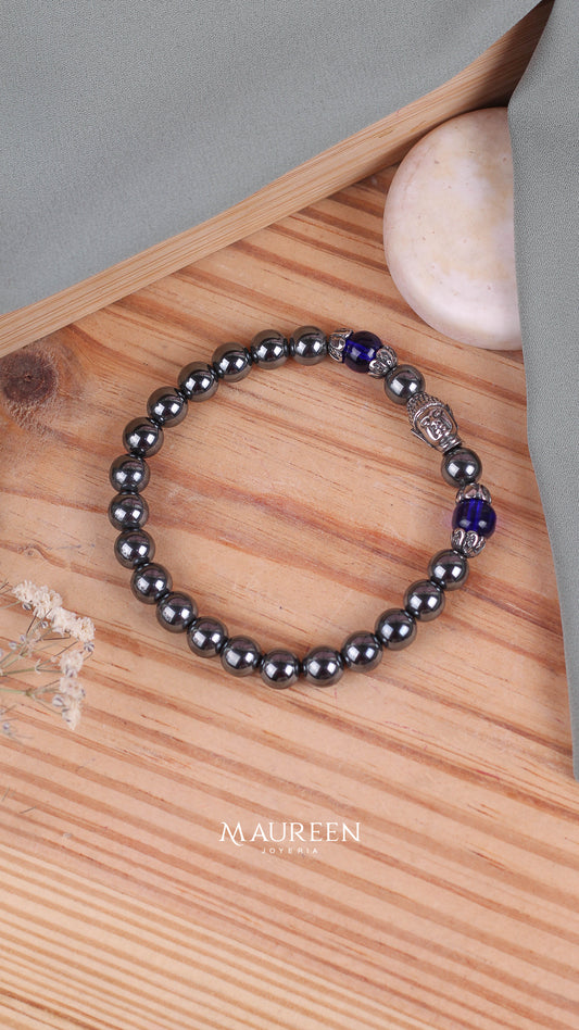 Pulsera buda piedra onix -  Acero