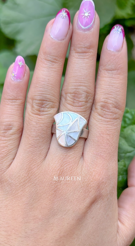 Anillo tulipan piedra nacar - Plata