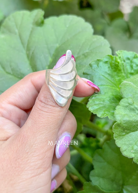 Anillo ala piedra natural nacar - Plata