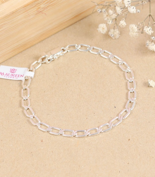 Pulsera hombre hexagonal broche cajon - Plata
