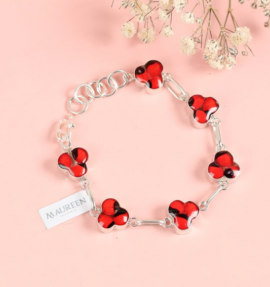Pulsera trebol huayruro  - Plata