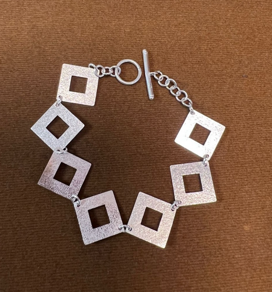 Pulsera cuadrado texturada - Plata
